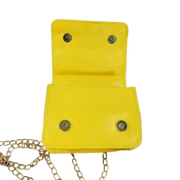 Yellow Golden Mini Clutch Handbag Purse. Pearls and Sparkles - Picture 5 of 7